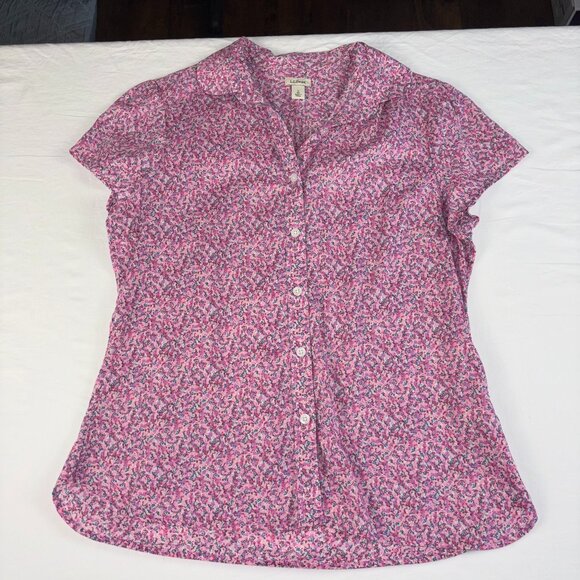 L.L. Bean Tops - L.L. Bean Pink Floral Button-Up Shirt - Size S